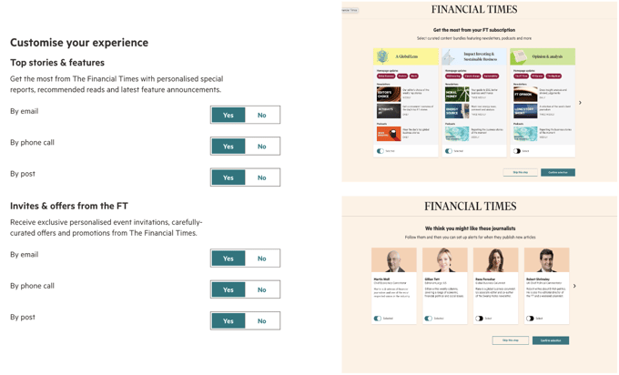 Customer Personalisation in subscriptions
